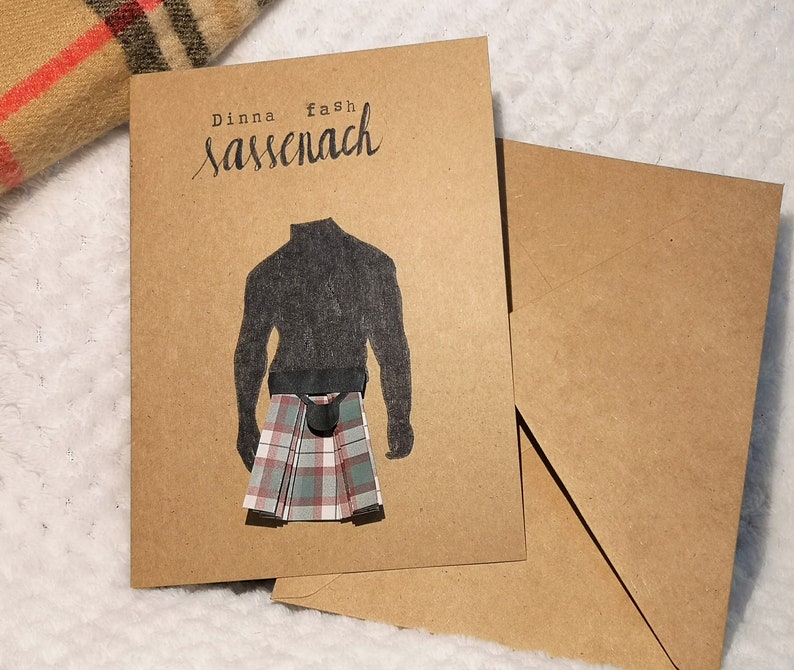 Unique, custom Outlander & Jamie Fraser inspired/man in a kilt/Higlander/Sassenach/Scottish handmade card for all occasions image 3