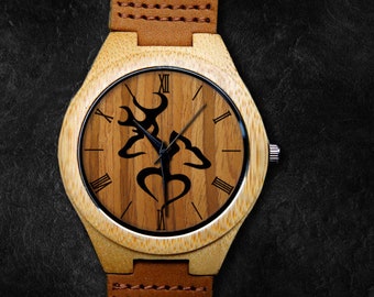 Moose Watch, Elk Watch, Unisex Watch, Bamboo Wooden Watch, Personalized Gift for Birthday, Anniversary & Festival, Christmas