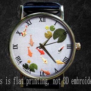 Lotus Fish Watch, Printing/Graphic NOT Anglicanum, Unisex Watch, Metal Watch,Personalized Gift for Birthday, Anniversary & Festival