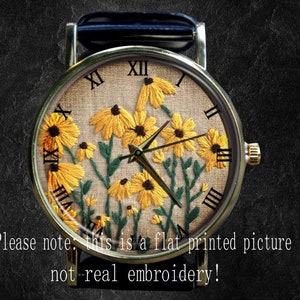 Yellow Daisy Watch, Printing/Graphic NOT Anglicanum, Unisex Watch, Metal Watch,Personalized Gift for Birthday, Anniversary & Festival