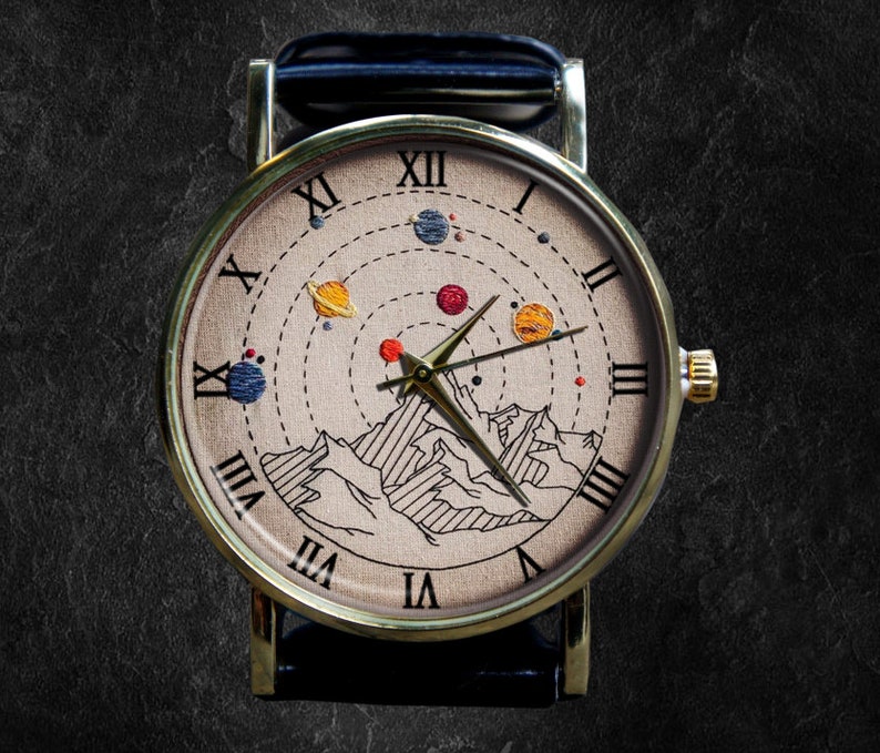Solar system Watch, Printing/Graphic NOT Anglicanum, Unisex Watch, Metal Watch,Personalized Gift for Birthday, Anniversary & Festival image 1