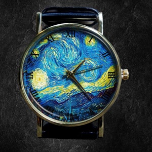 Van Gogh Starry Sky Famous Painting Watch, Printing/Graphic NOT Anglicanum, Unisex Watch, Metal Watch,Personalized Gift for Birthday,