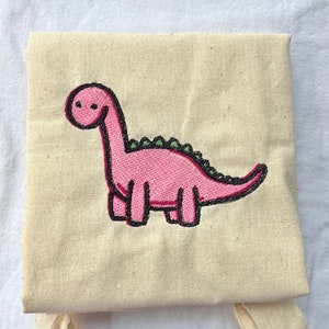 Embroidered Dinosaur Tote Bag | Trendy Tote Bag | Dinosaur Party Embroidery Themed Gift | Green Pink Blue Dinosaur Bag