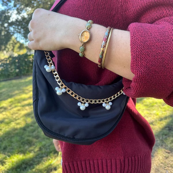 Cadena para bolso Mickey con perla dorada