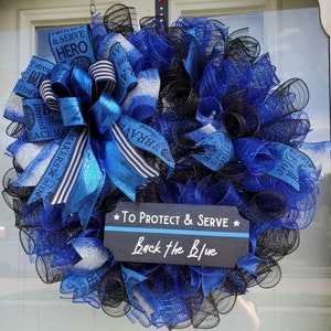 Back the Blue, Thin Blue Line, Support Police Door Wreath