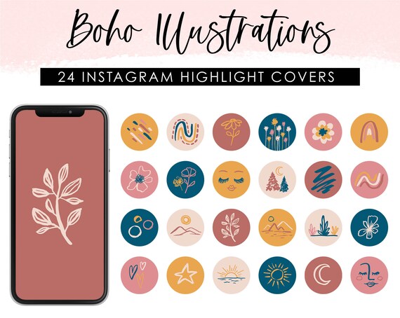 Boho Instagram Story Highlight Covers Blogger Icons Abstract | Etsy