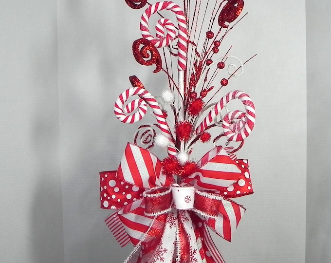 Candy Cane Tree Topper, Candy Tree Topper, Christmas Tree Topper, Fancy