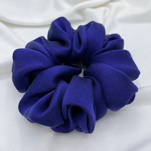 Extra Fluffy Dark Purple/Royal Blue Satin // handmade scrunchie soft scrunchie fluffy scrunchies