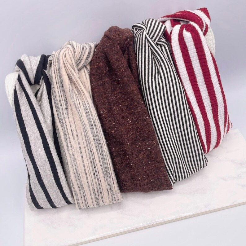 Black & White Striped Knit Headband // HANDMADE Hair Headband Etsy