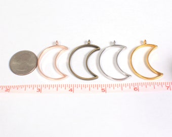 Mond Einfassungen für Gießharz, offene Bezel Mond Charm, Mond Verbinder, Rahmen für Gießharz Schmuck, gold, silber, bronze, rosa, Rohling Schmuck Anhänger