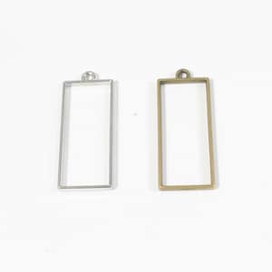 rectangle bezels for resin, open bezel rectangle charm, large resin frame jewelry making components, bronze, silver, blank jewelry pendant