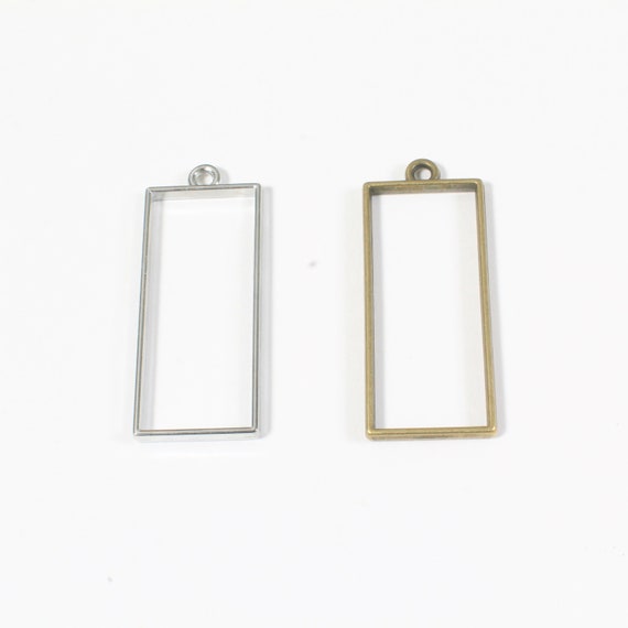 Rectangle Bezels for Resin, Open Bezel Rectangle Charm, Large