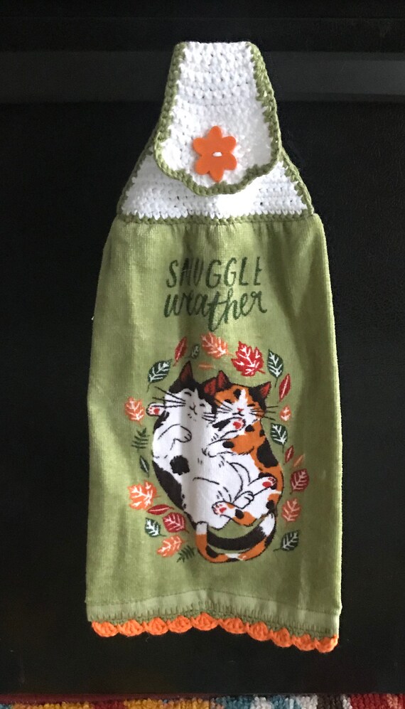 Snuggle Weather -Crochet Hanging Kitchen Towel