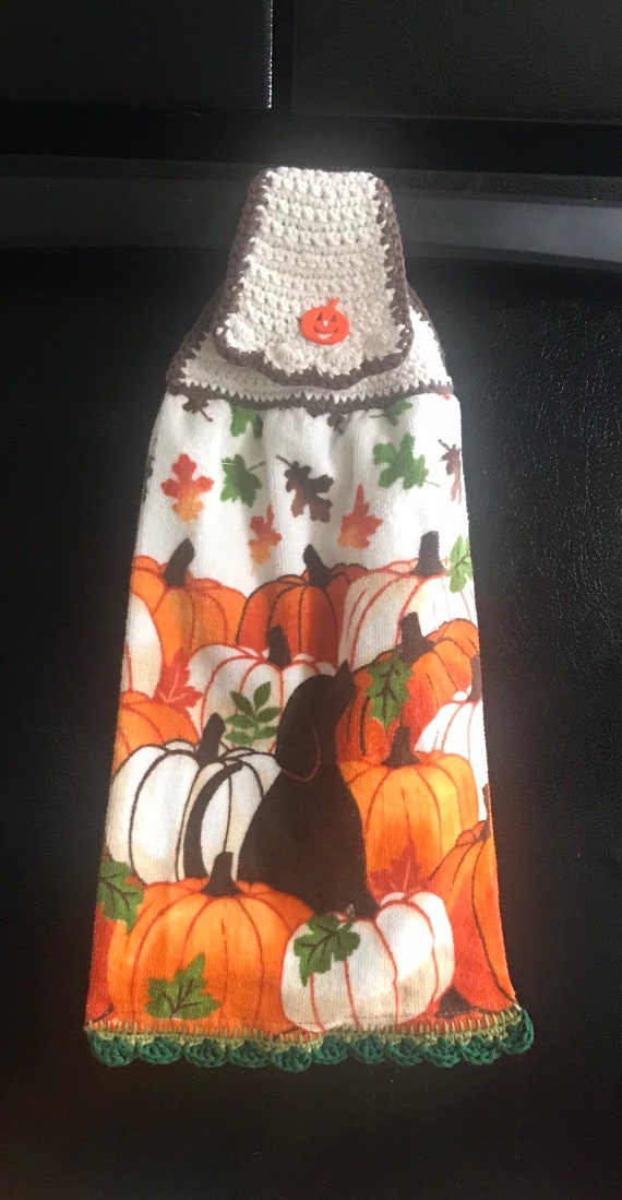 Dog in Pumpkin Patch Kitchen Towel