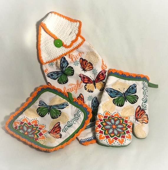 Crochet Hanging Kitchen Towel Set