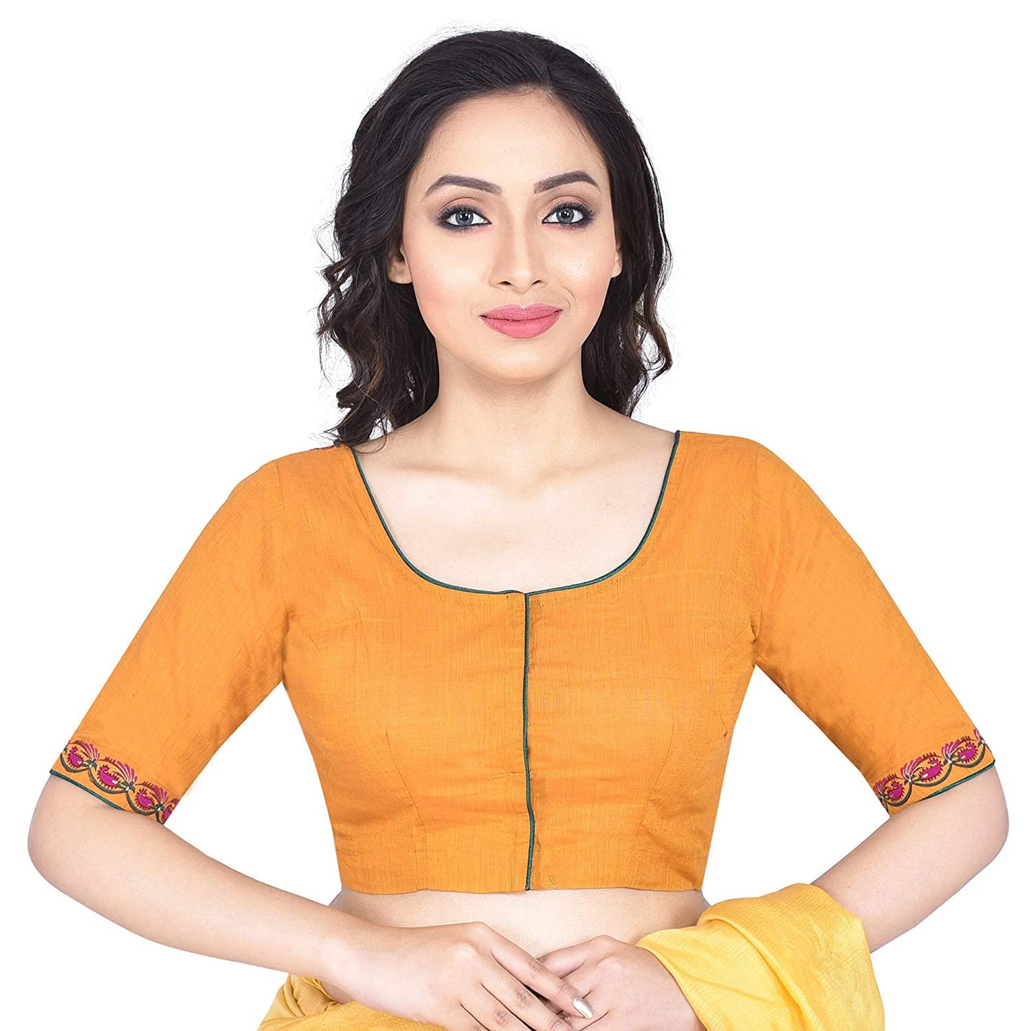 20OFF Mustard Yellow Woven Blouse Has South Cotton Fabric Etsy