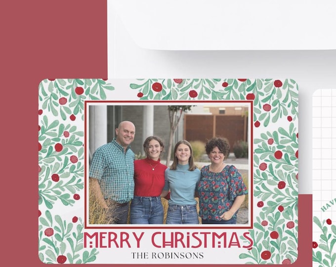 Topiary Berries Christmas Card Template