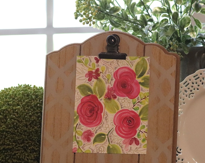 Blank Card with Fuchsia Watercolor Flowers Set of 5