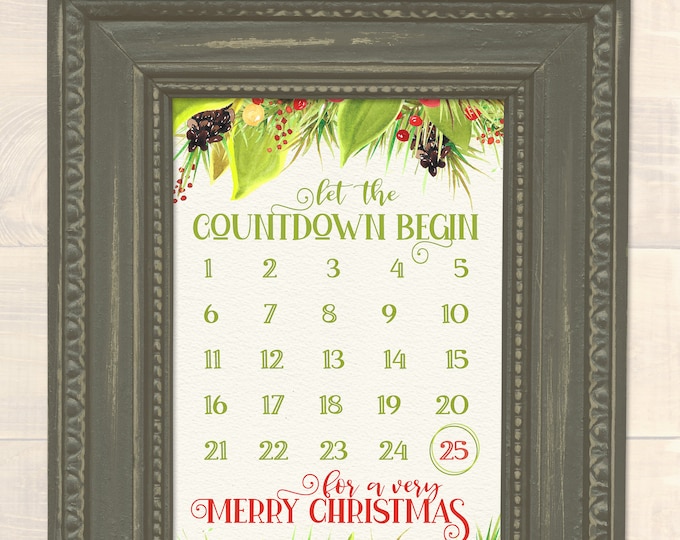 Christmas Countdown Card Digital Download