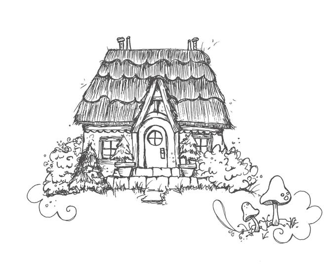 Large Framed Art Print - Cottage