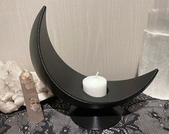 Large Crescent Moon Candle Holder | Crystal Sphere Stand | Crystal Ball Stand | Gothic Home Decor