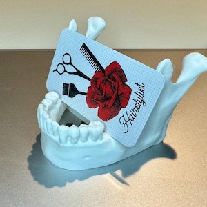 Visitekaartjeshouder Skull Jaw Mandible | Horror kantoordecoratie | Halloweendecoratie | Meerdere kleuren beschikbaar