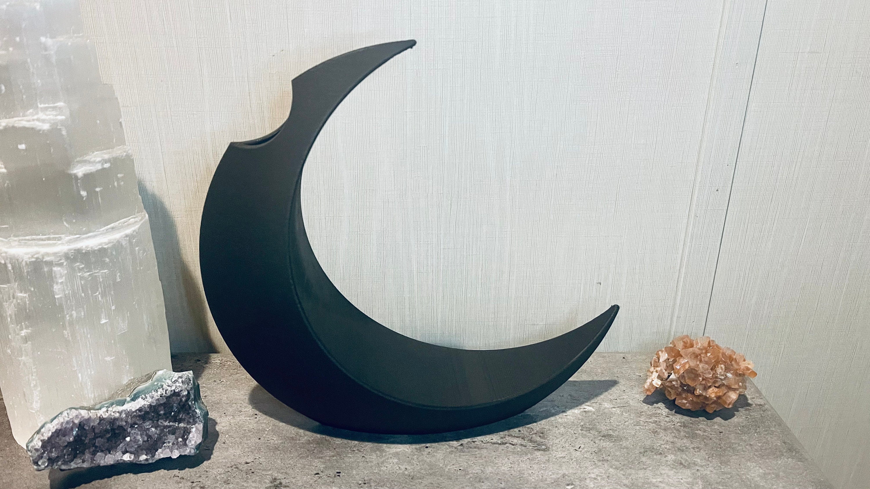 Modern Lunar Vase | Large Crescent Moon Vase | Witchy Home Decor | Gothic Home Decor | Boho Home Decor | Moon Home Decor | Multiple Sizes