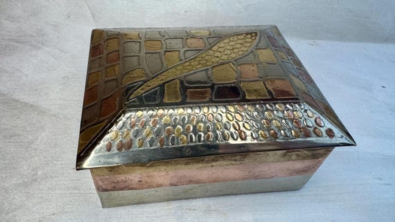 Antique Victorian Solid Brass Multicolor Patina D… - image 1