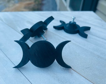 Triple Moon Drawer Knobs / Cabinet Pulls | 3D Printed | Gothic Home Decor | Crescent Moon Home Decor | Witchy Home Decor | Boho Home Decor