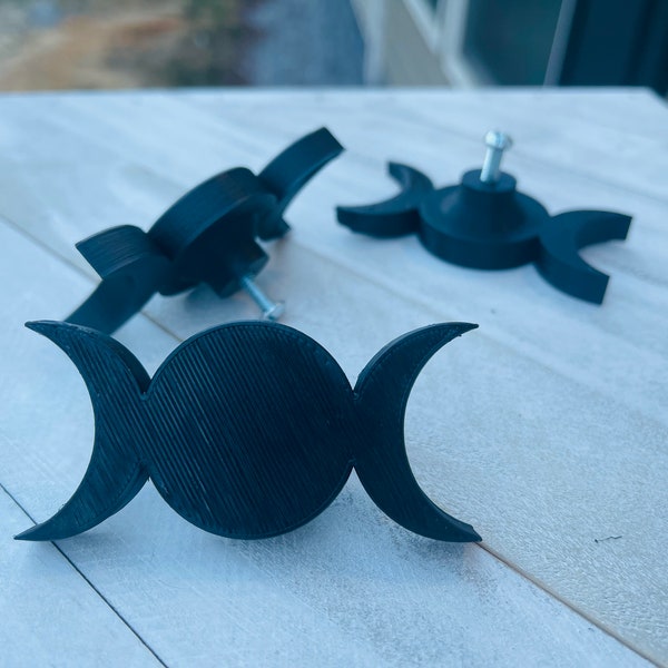 Triple Moon Drawer Knobs / Cabinet Pulls | 3D Printed | Gothic Home Decor | Crescent Moon Home Decor | Witchy Home Decor | Boho Home Decor