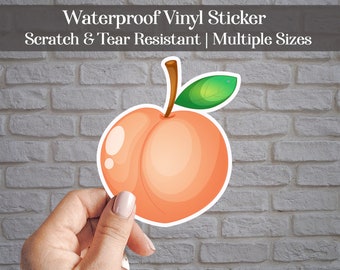Peach Waterproof Vinyl Sticker, Laptop Decals, Car Bumper Stickers, Summer Fruit, Peachy, Emoji, Planner Tumbler Stickers