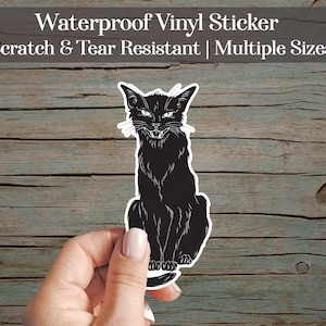 Black Cat Waterproof Vinyl Sticker, Decals for Laptop, Car Bumper Sticker, Witch, Wiccan, Pagan, Cats, Witchcraft