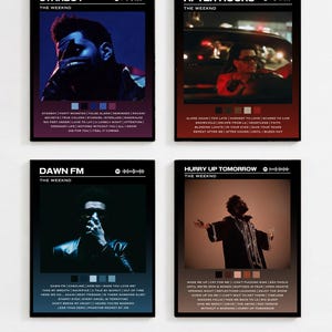 The Weeknd Custom Album Prints of Starboy, My Dear Melancholy, After Hours, Dawn FM, Hurry Up Tomorrow - Set of 5 (Digital Download)