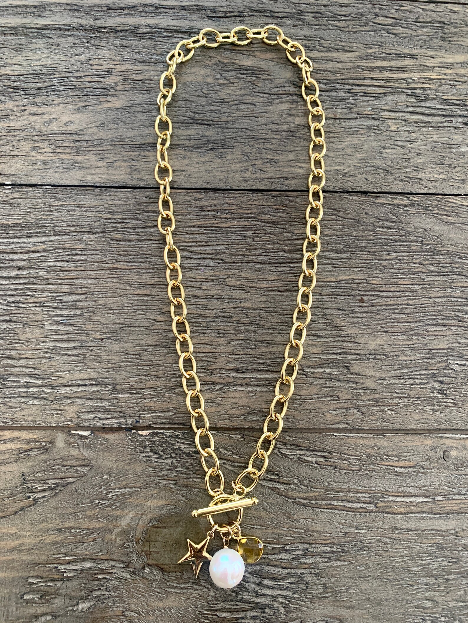 Yellow Topaz Genuine Freshwater Pearl 24k Gold Filled Chain | Etsy