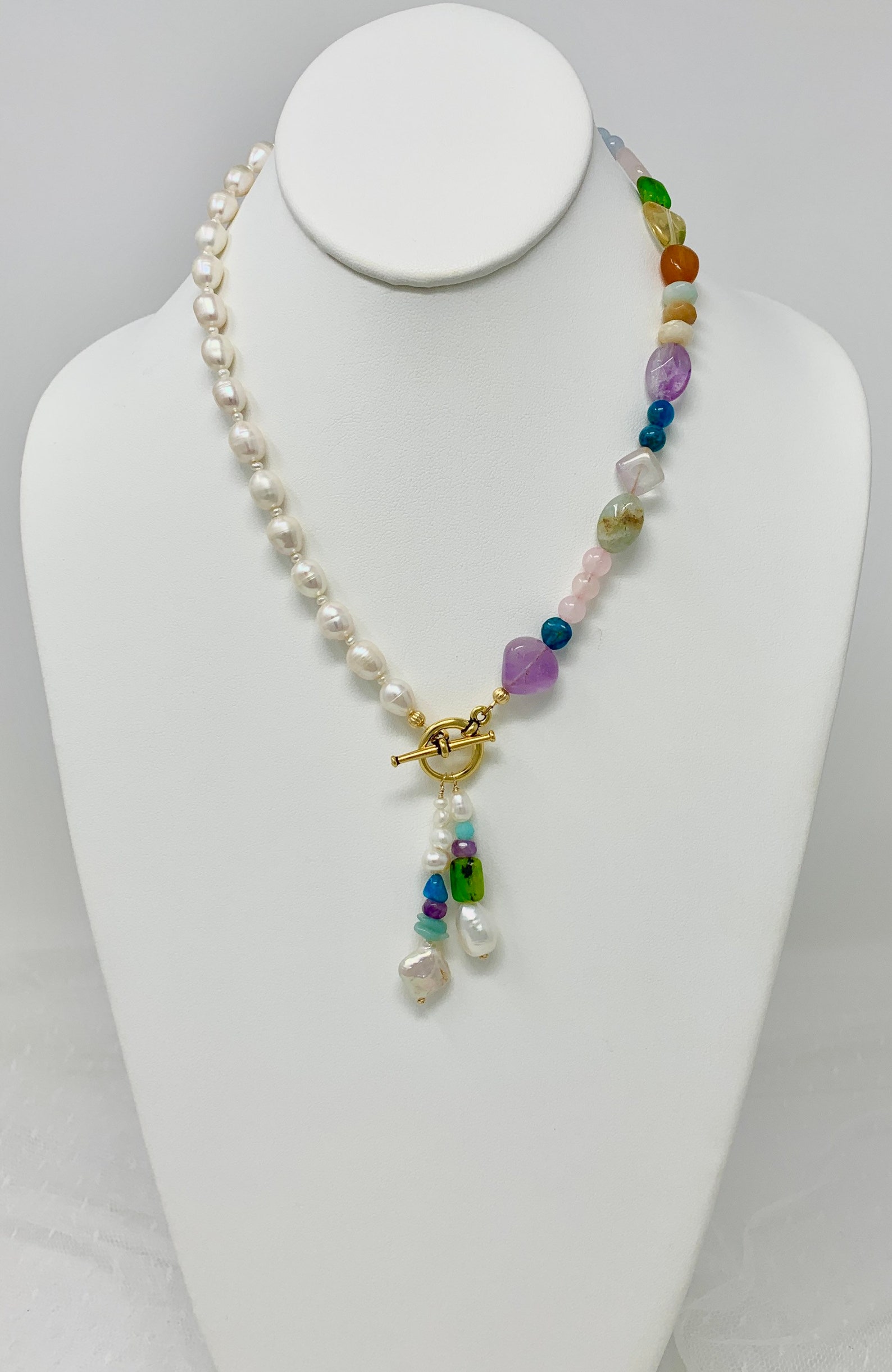 Pearl and Gemstone Necklace Trendy Pearl Necklace Etsy