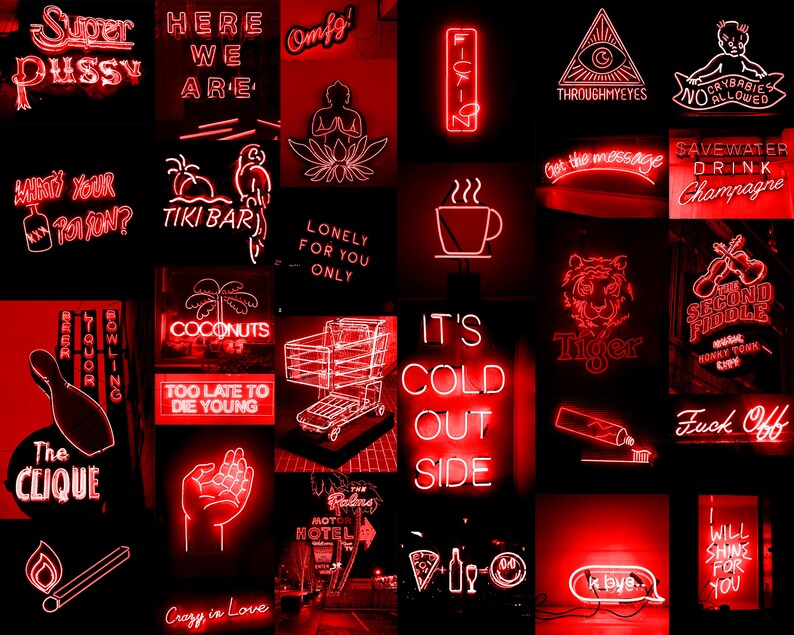 Dracula Red Neon Collage Kit // Wall Decor Kit 59 Images - Etsy