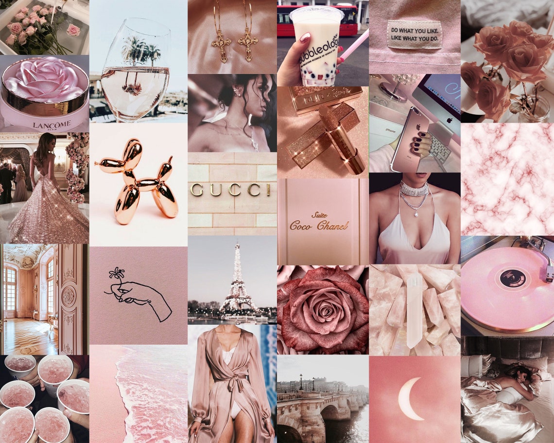 ROSE GOLD Aesthetic Collage Kit // 65pc // Wall Collage Etsy