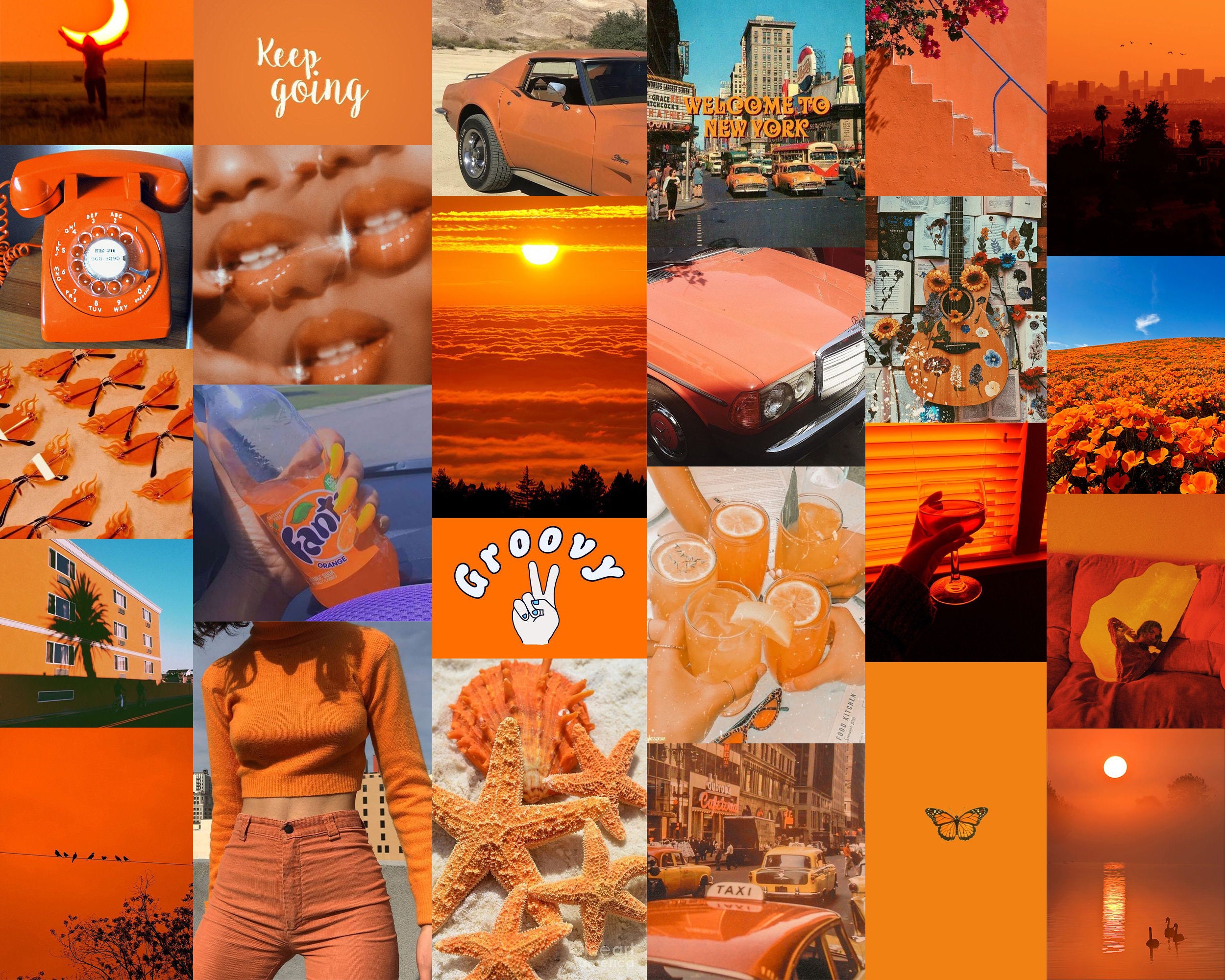 ORANGE SODA collage kit 54 images / aesthetic | Etsy