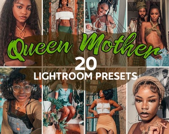 20 Queen Mother Lightroom Presets | Presets for black people | Melanin Filter |  Mobile Presets | Earthy | Black Blogger | Dark skin | Pix