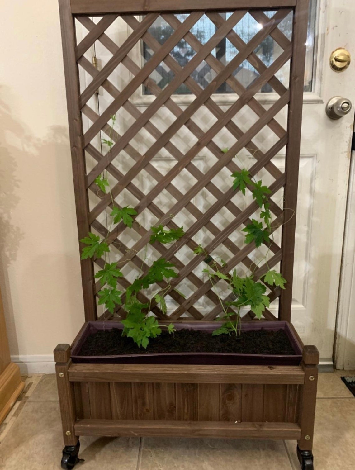 48in Wood Planter Box & Diamond Lattice Trellis Raised Garden Etsy