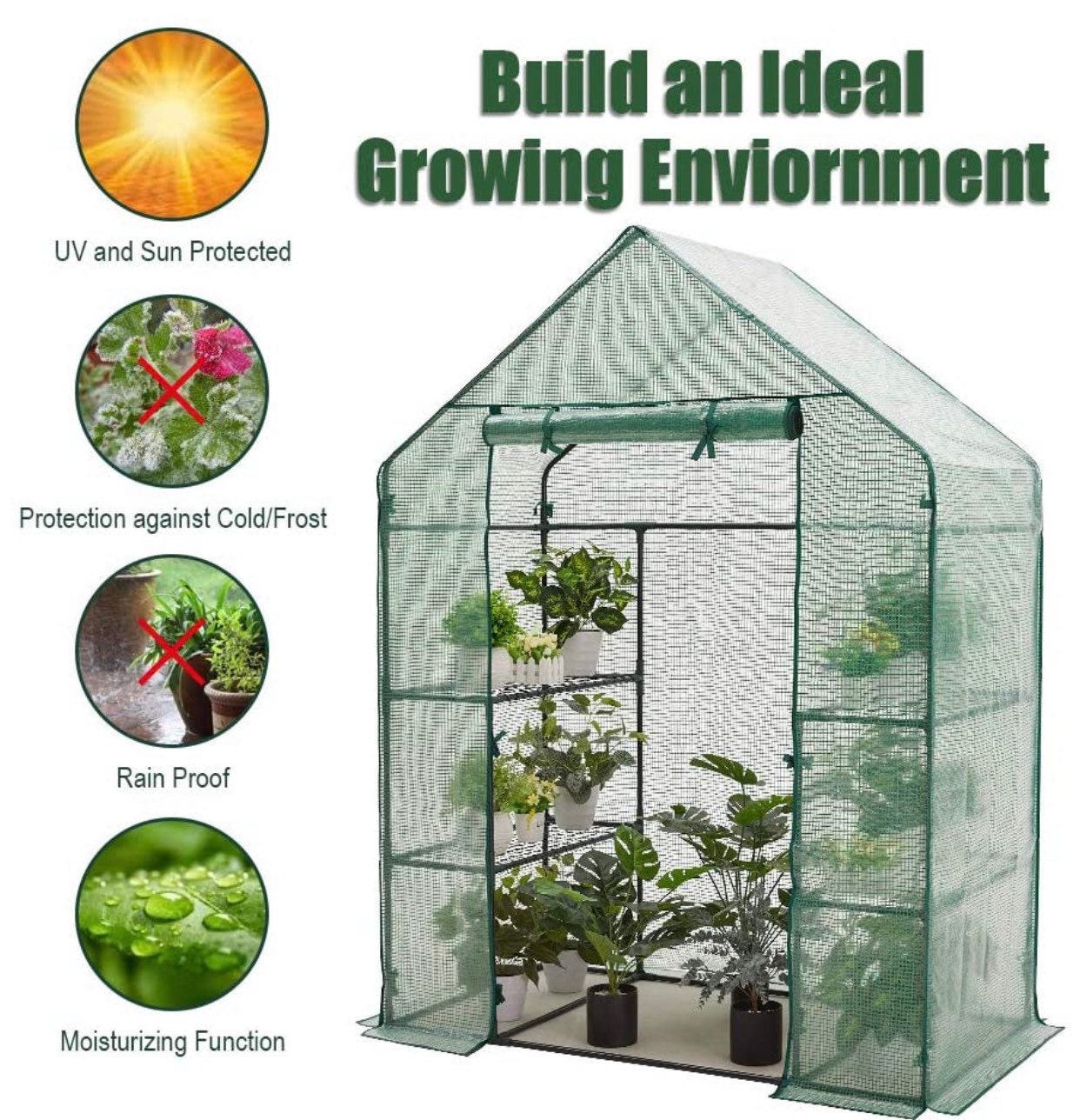 Mini Walk-in Greenhouse Indoor Outdoor 3 Tier 4 Shelves with | Etsy