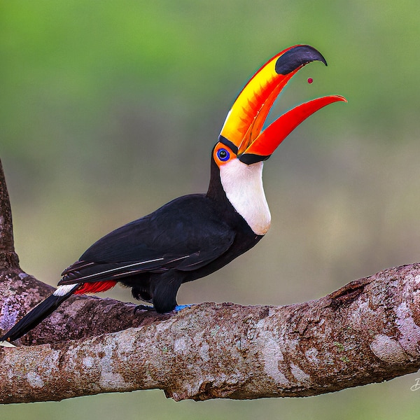 TOCO TOUCAN - Ready to hang Dye Sublimation photo / Fruit Loops Bird / Tropical Bird Wall Art / Nature Photography / Brazil Wild Bird Photo