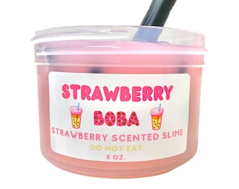BÄSTSÄLJANDE!!! Jordgubbs Boba Slime - Glansigt Slime - Doftande Slime - Bästsäljande Slime/Cloud9 Slimes/Terapeutisk/ASMR
