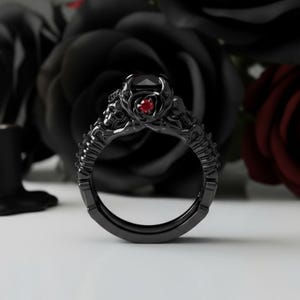Gothic Coffin Ring: Black Gold Skeleton Wedding Ring