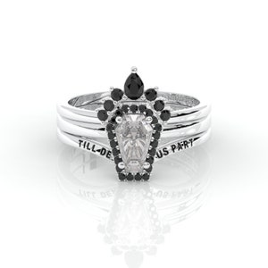Till Death Do Us Part Rings/Gothic Engagement Rings/Punk Wedding Rings/Unique Bridal Wedding Rings/Coffin Rings/Birthday Rings/Jewelry/Rings
