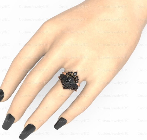 My Queen Rings gothic Engagement Rings skull Wedding Rings punk