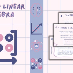 May include: A pink and blue illustrated graphic with the text "APPLIED LINEAR ALGEBRA" and a matrix with circles inside. The graphic also includes a graph with an upward arrow, a computer icon, and a 3D cube.