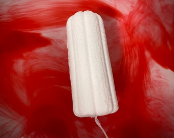 XL Tampon Bath Bomb | Pick Your Scent! | PMS Relief Blend Available | Red Embed INSIDE | Vegan & Skin Safe