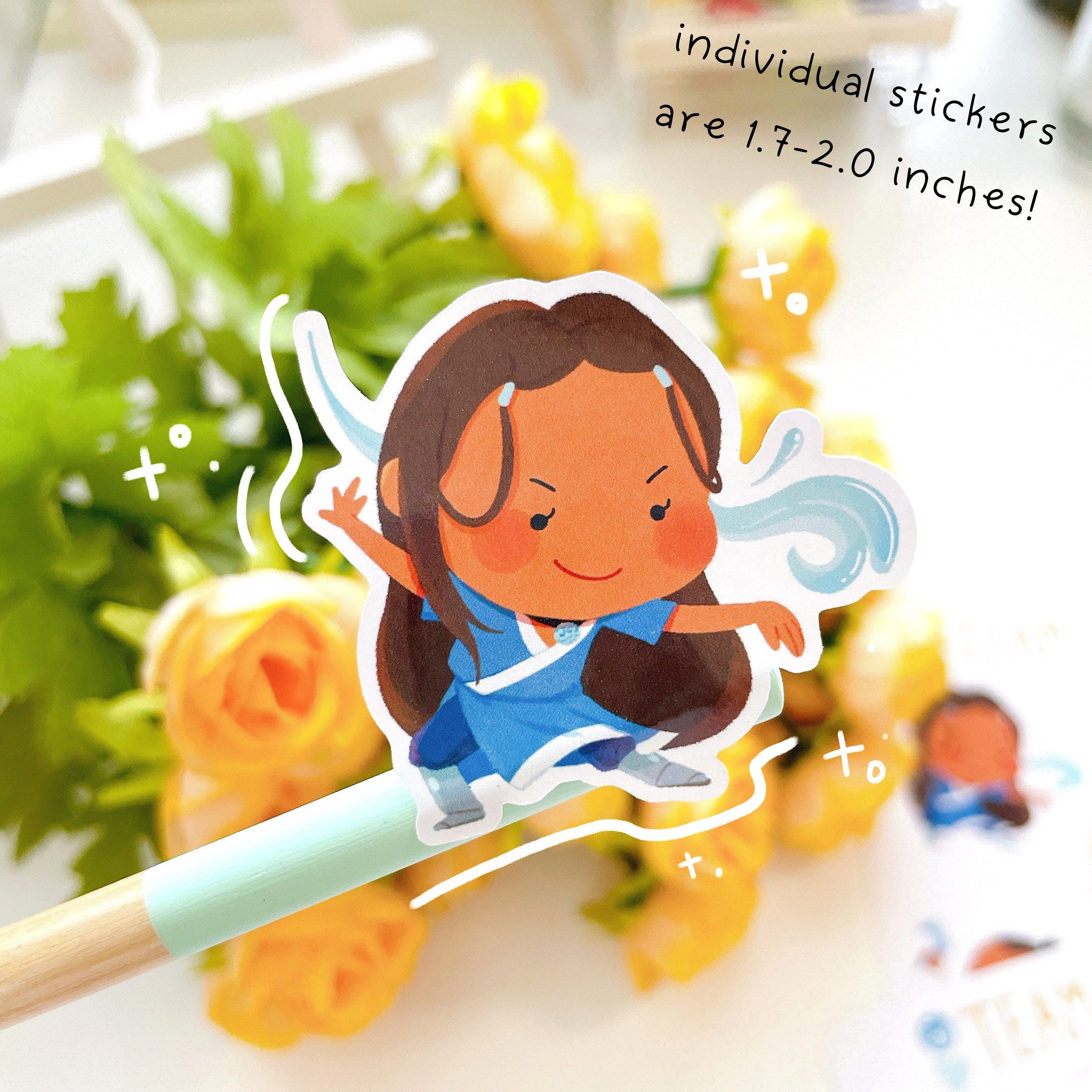 Elemental Sticker Sheet - Cute Chibi Character Sheet - Waterproof ...
