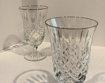 Gold Rimmed Stemmed Iced Tea by Waterford Crystal, Golden Castlemaine - Discontinued Piece